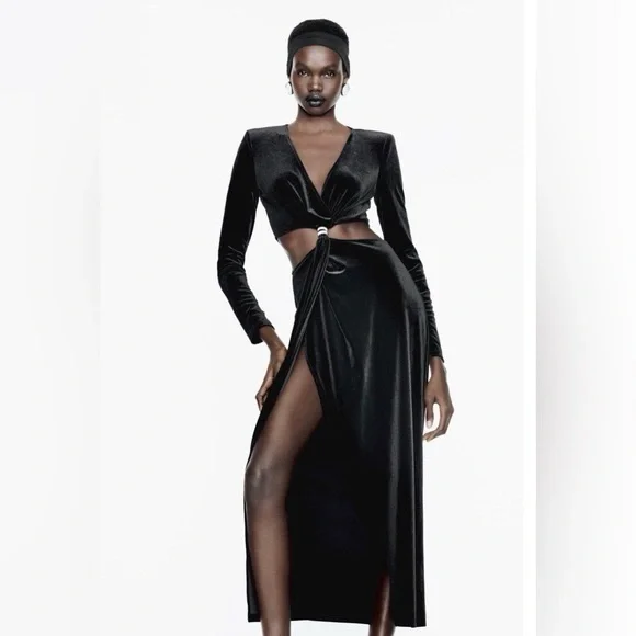 Zara Velvet cutout dress with sequin hoop - Picture 7 of 8